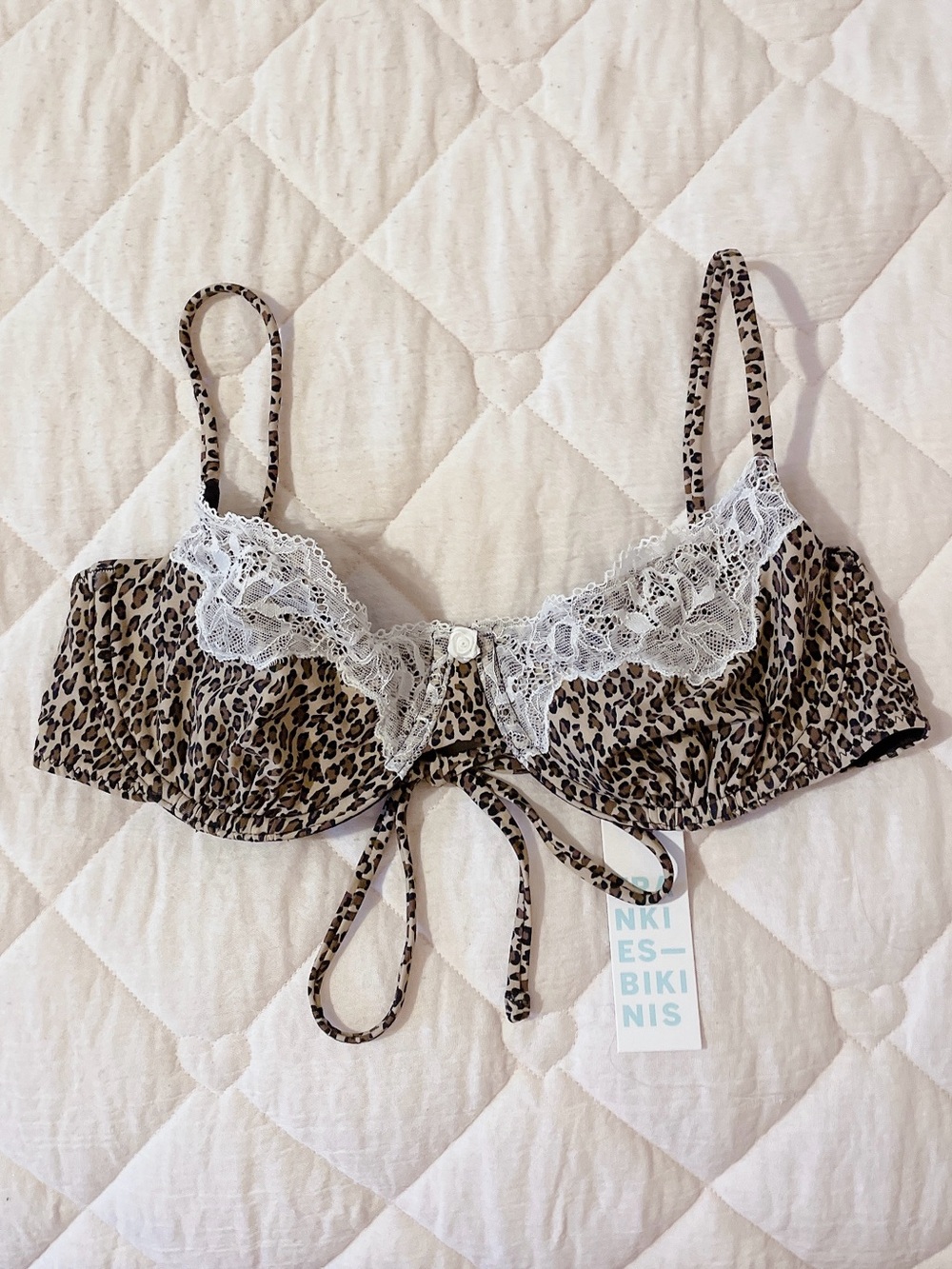 ྀིྀིྀིྀིྀི frankie’s bikinis morning underwire baby leopard/lace trim bikini top